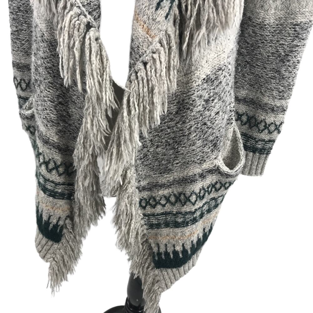 Cabi Shetland Fringe Long Open Front Sweater - image 7